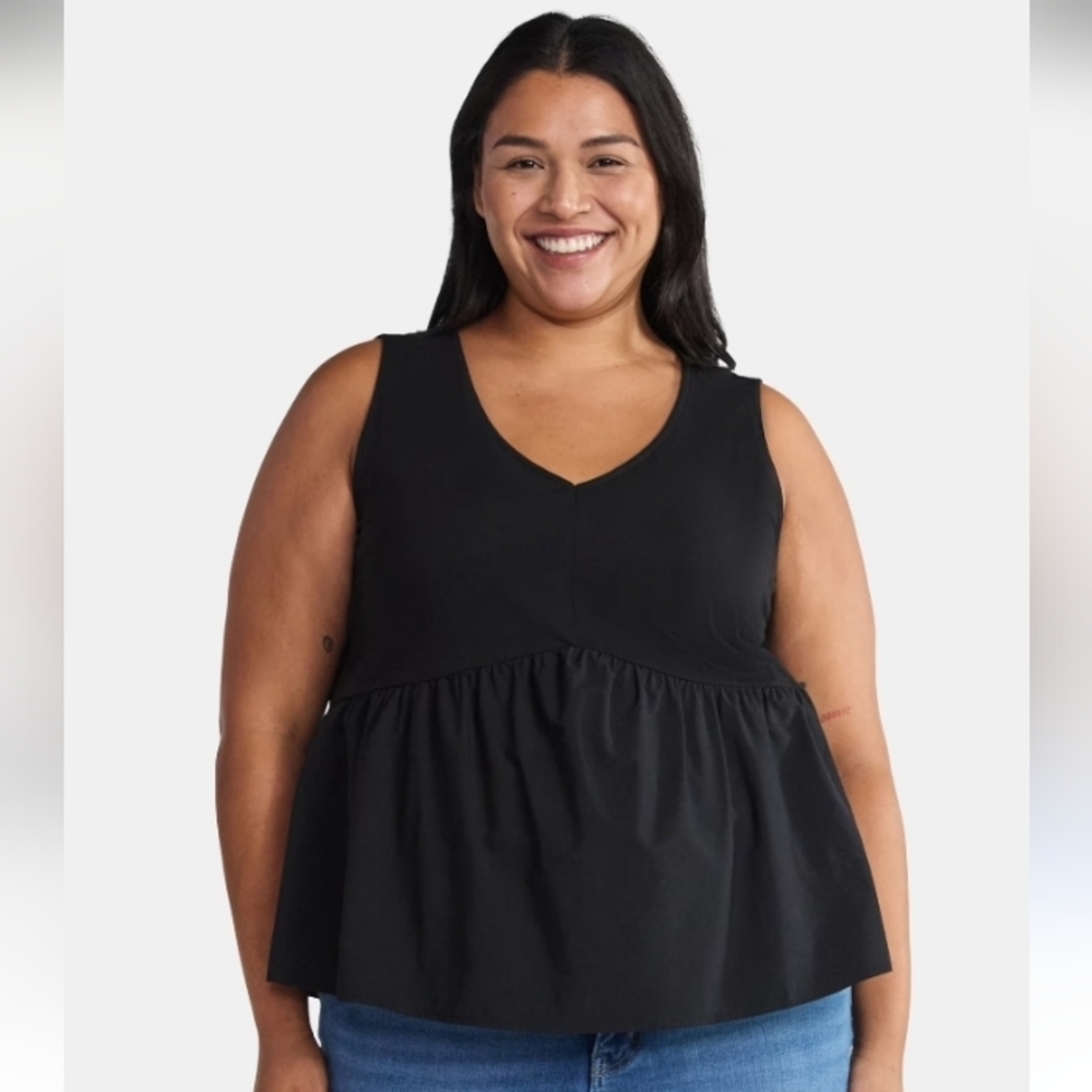 Terra & Sky Black Sleeveless Knit Tank Top